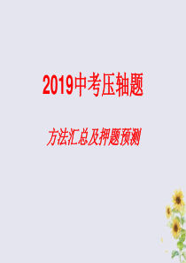 2019中考数学压轴题 方法汇总及押题预测课件
