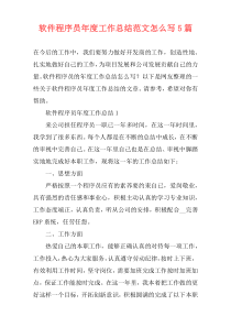 软件程序员年度工作总结范文怎么写5篇