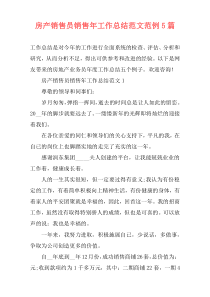房产销售员销售年工作总结范文范例5篇