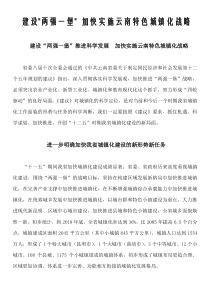 建设两强一堡 加快实施云南特色城镇化战略