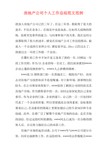 房地产公司个人工作总结范文范例