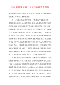 2020年环境监察个人工作总结范文范例