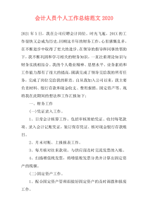 会计人员个人工作总结范文2020
