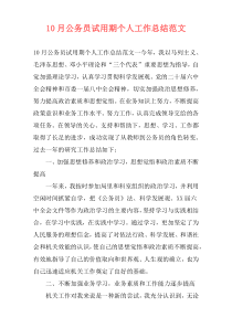 10月公务员试用期个人工作总结范文