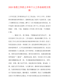 2020信息工作的上半年个人工作总结范文范例