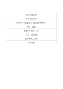 成都华扬科技有限公司的战略管理探讨