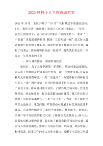 2020驻村个人工作总结范文