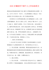 2020乡镇驻村干部个人工作总结范文