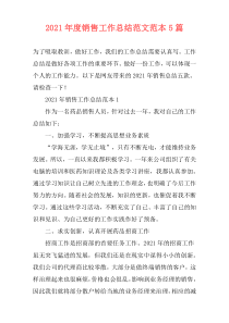 2021年度销售工作总结范文范本5篇