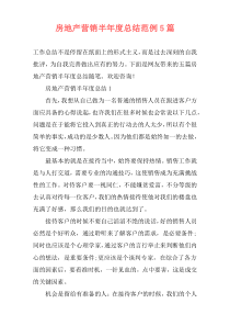 房地产营销半年度总结范例5篇