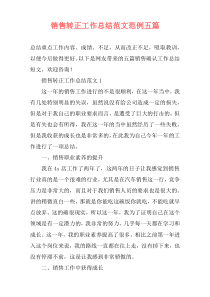 销售转正工作总结范文范例五篇