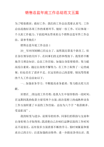 销售总监年底工作总结范文五篇