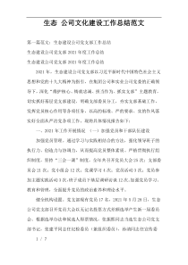 生态 公司文化建设工作总结范文