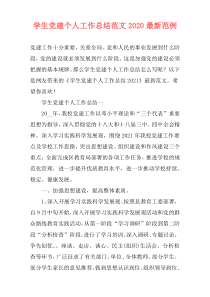 学生党建个人工作总结范文2020最新范例