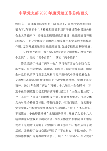 中学党支部2020年度党建工作总结范文