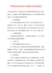 中学党支部2020年党建工作总结范文