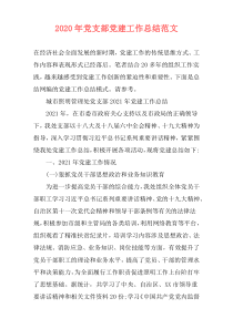 2020年党支部党建工作总结范文
