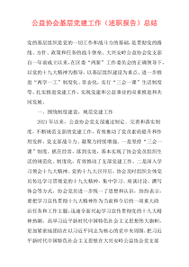 公益协会基层党建工作（述职报告）总结