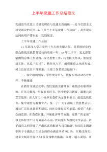 上半年党建工作总结范文