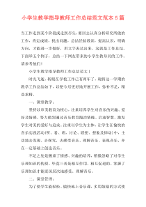 小学生教学指导教师工作总结范文范本5篇