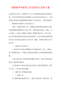 幼教教学学前班工作总结范文范例5篇