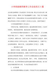 小学班级教师教学工作总结范文5篇