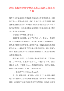 2021高校辅导员学期末工作总结范文怎么写5篇