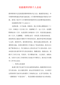初级教师评职个人总结