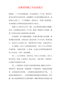 仓管试用期工作总结范文