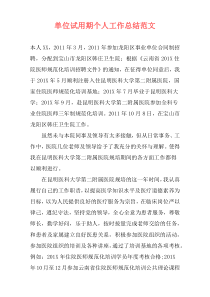 单位试用期个人工作总结范文