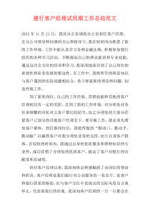 建行客户经理试用期工作总结范文