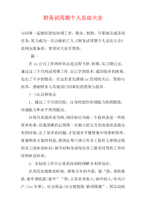 财务试用期个人总结大全
