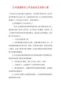 公司普通职员工作总结范文范例5篇