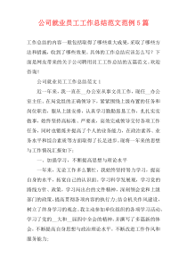 公司就业员工工作总结范文范例5篇