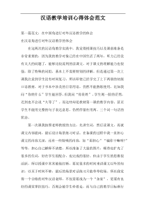 汉语教学培训心得体会范文