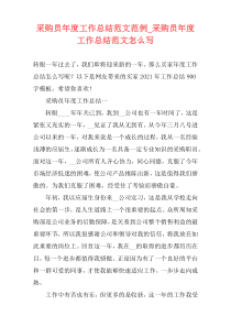 采购员年度工作总结范文范例_采购员年度工作总结范文怎么写