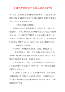 乡镇年度经济运行工作总结范文范例