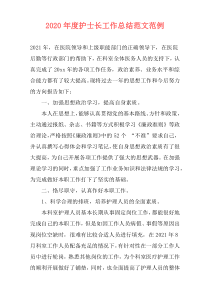 2021年度护士长工作总结范文范例