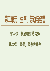 2019-2020学年高中政治 第2单元 第6课 第2框 股票、债券和保险课件 新人教版必修1