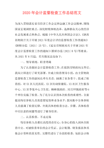 2021年会计监督检查工作总结范文