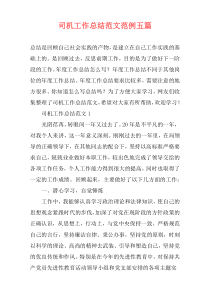 司机工作总结范文范例五篇