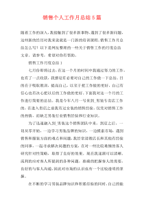 销售个人工作月总结5篇