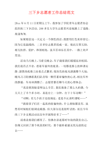 三下乡志愿者工作总结范文