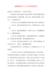 远程培训个人工作总结范文