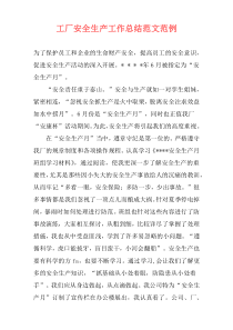 工厂安全生产工作总结范文范例