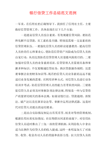 银行信贷工作总结范文范例
