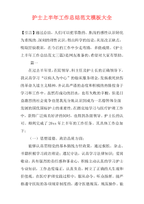 护士上半年工作总结范文模板大全