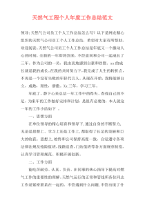 天然气工程个人年度工作总结范文
