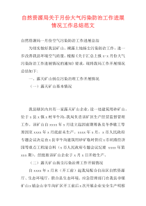 自然资源局关于月份大气污染防治工作进展情况工作总结范文