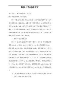 财险工作总结范文